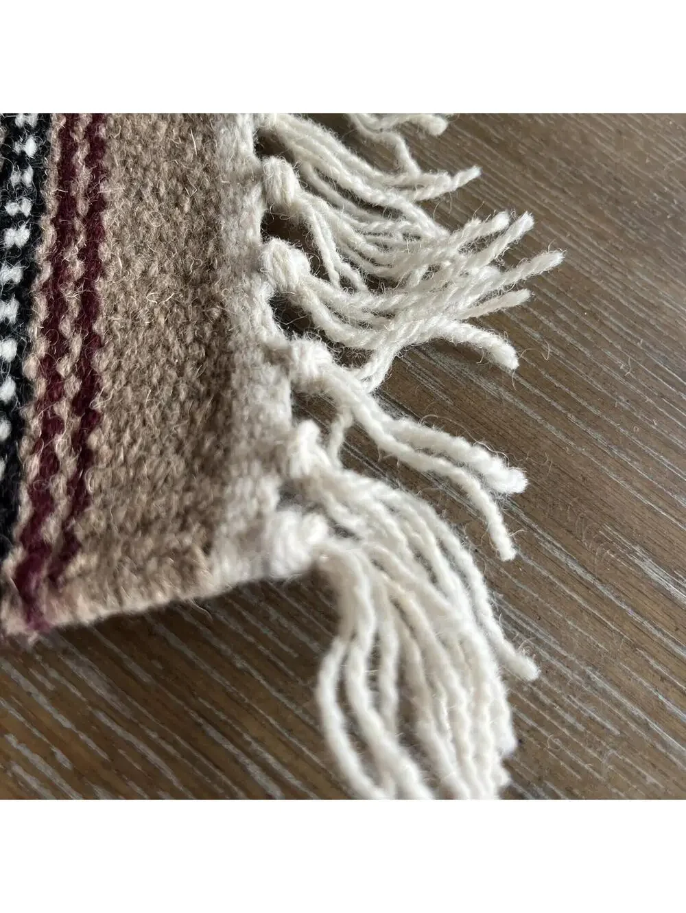 El Paso Blanket Company Woven Table Rug Fringe 90% Wool 15” X 10.5”